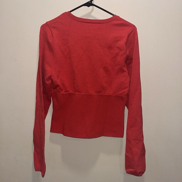 Babaton Womens Orange Fitted Ribbed Sweater XL Capsule Classic Quiet Luxury - Picture 4 of 10